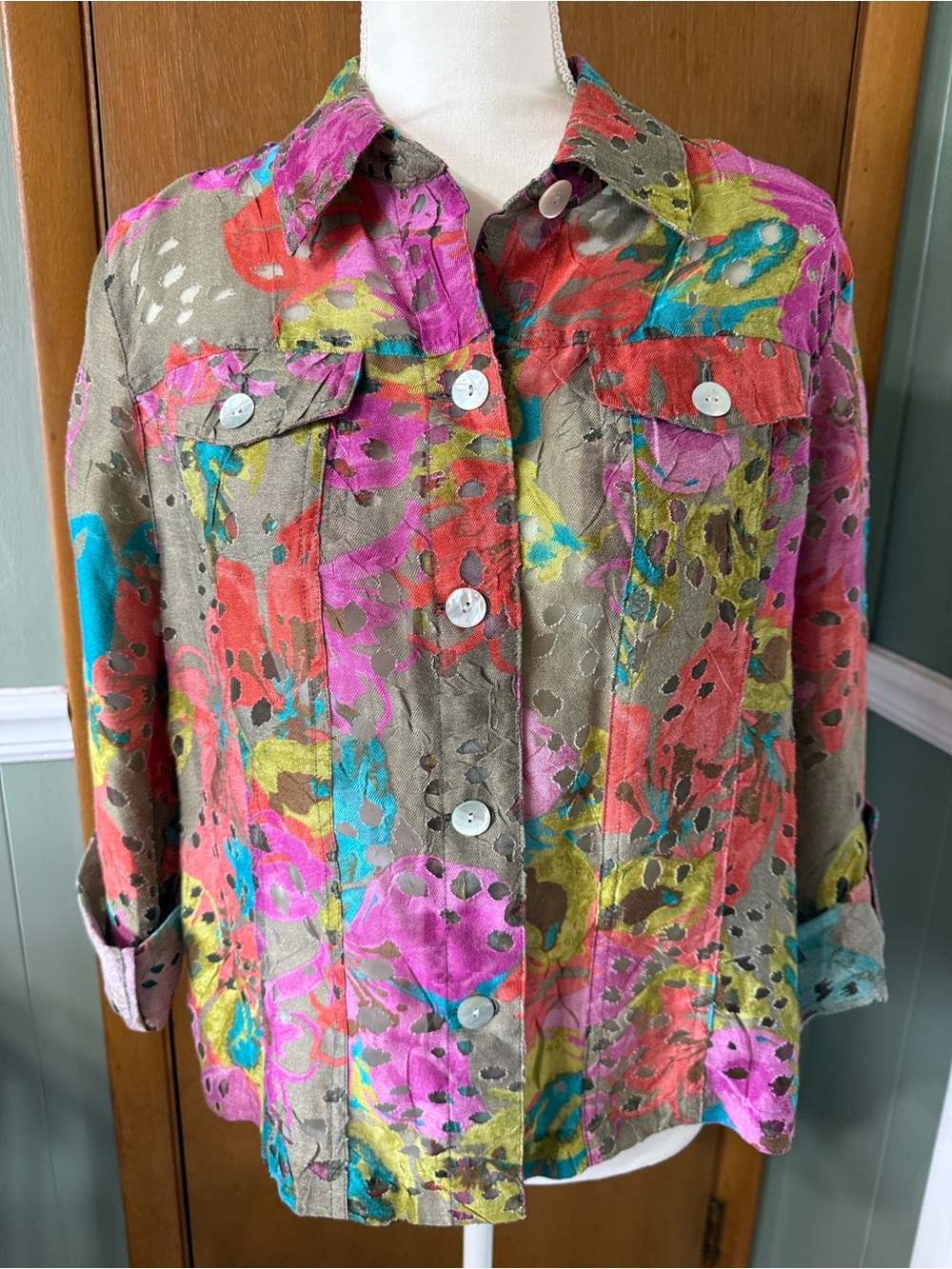 Ruby Rd. Women's Multicolor Printed Lightweight Top Size 12